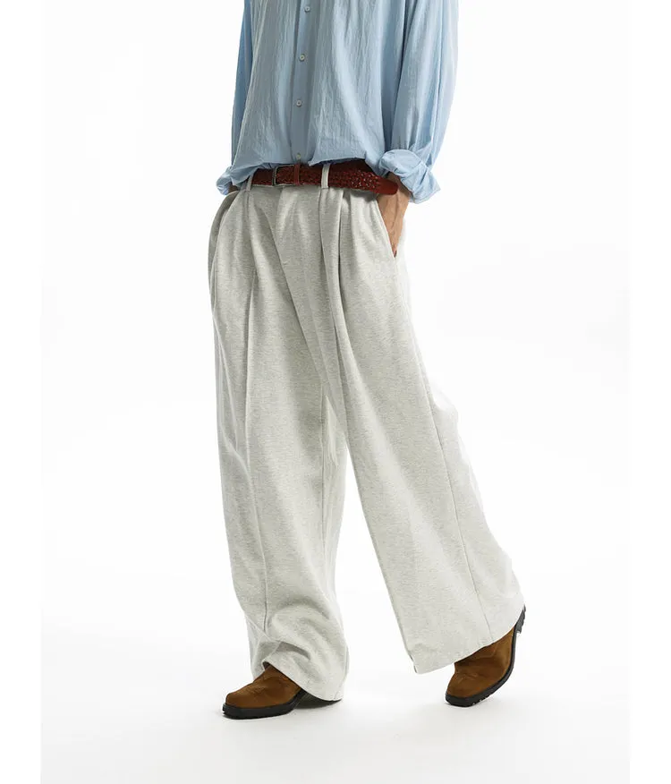 Knit wide-leg casual pants