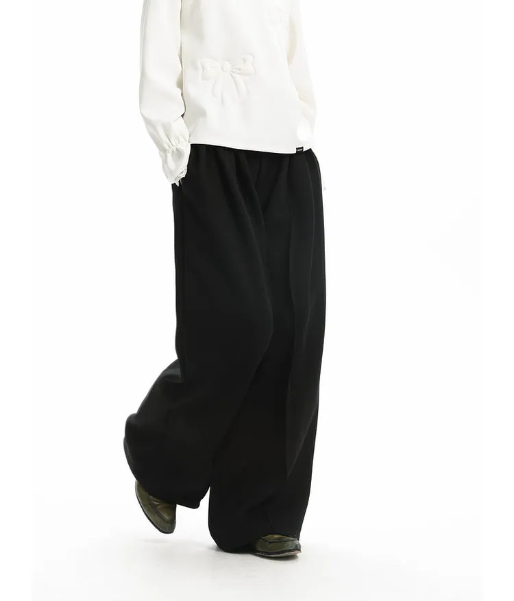 Knit wide-leg casual pants