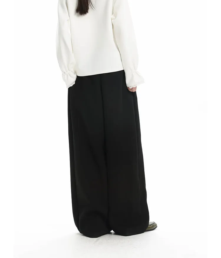 Knit wide-leg casual pants