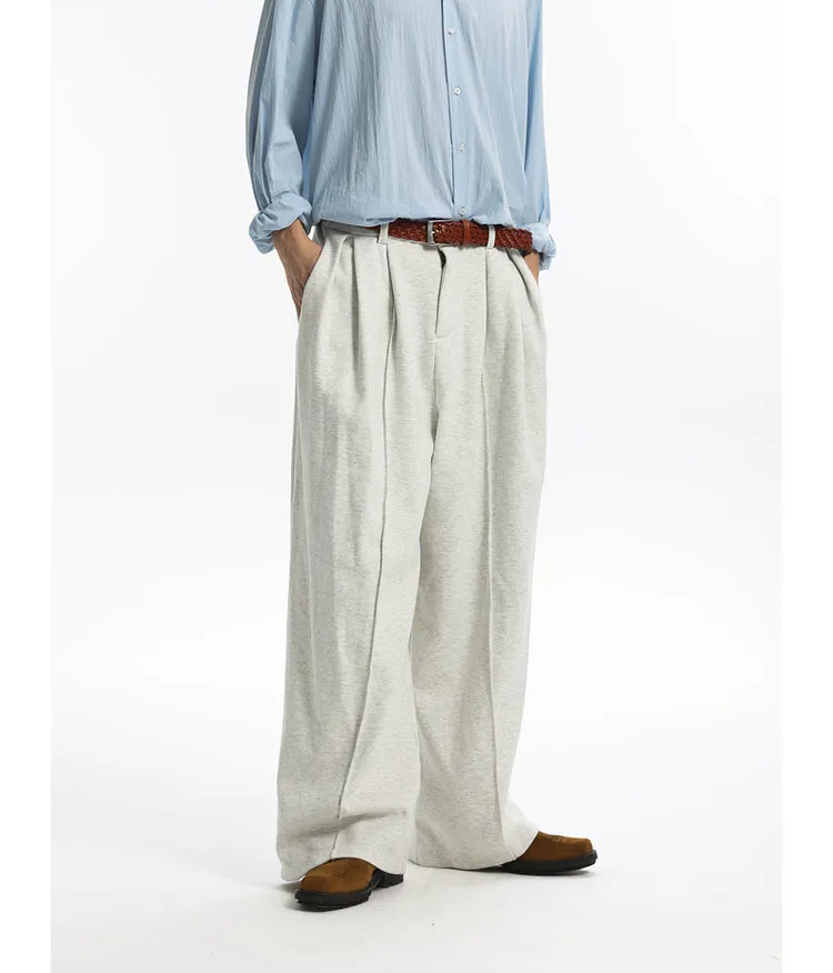 Knit wide-leg casual pants