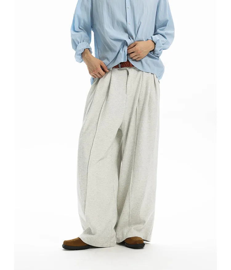 Knit wide-leg casual pants