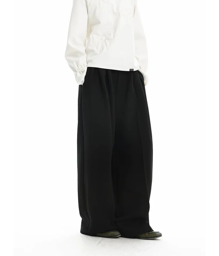 Knit wide-leg casual pants