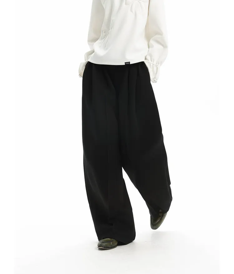 Knit wide-leg casual pants