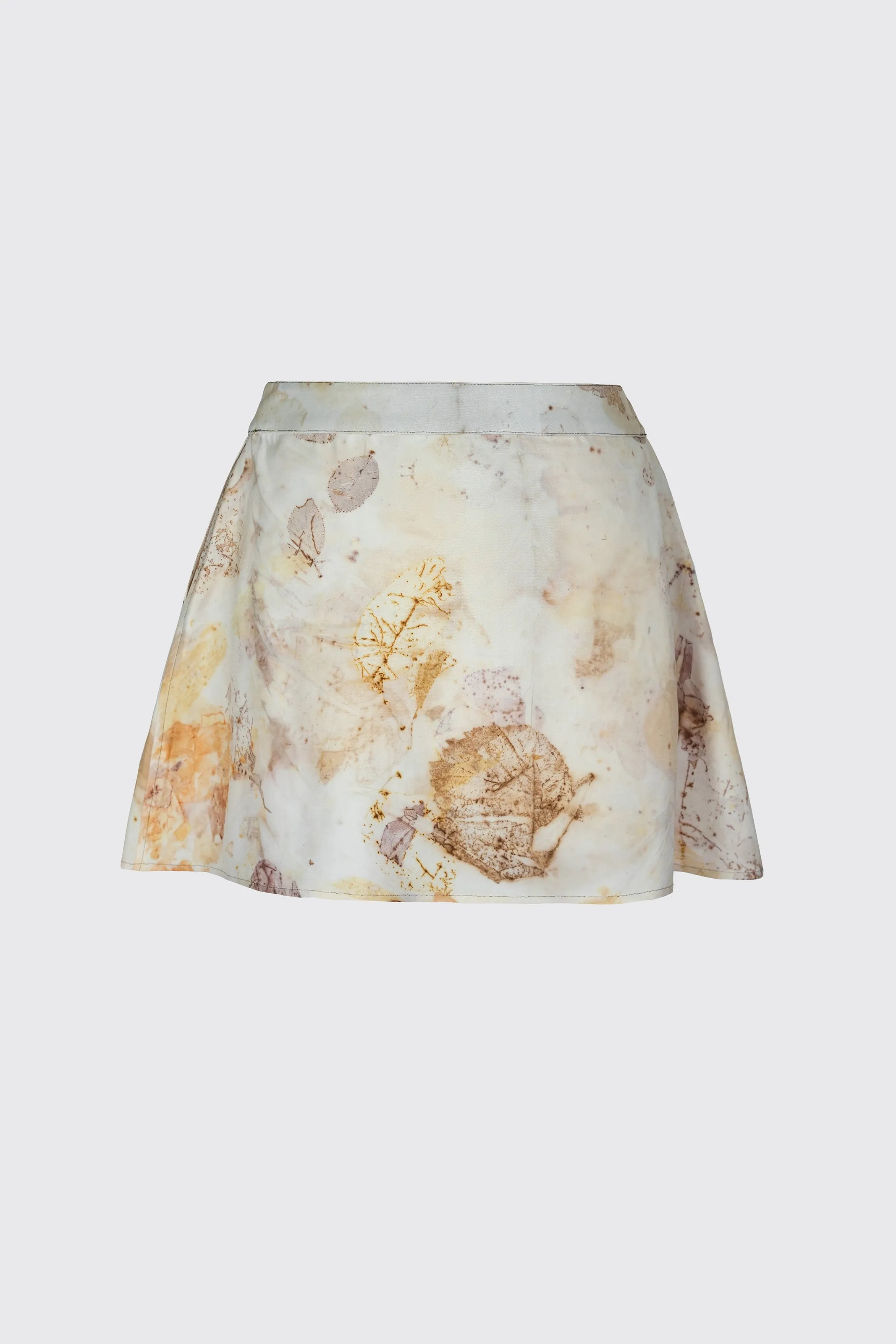 Leaf Print Mini Skirt