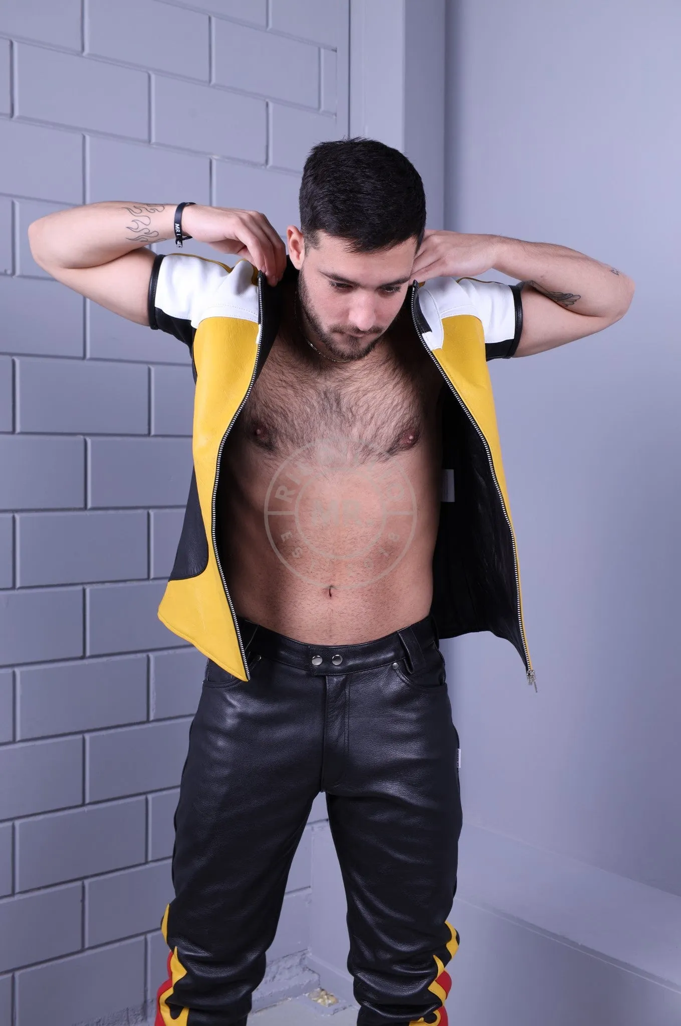 Leather Biker Shirt - Yellow  *DISCONTINUED ITEM*