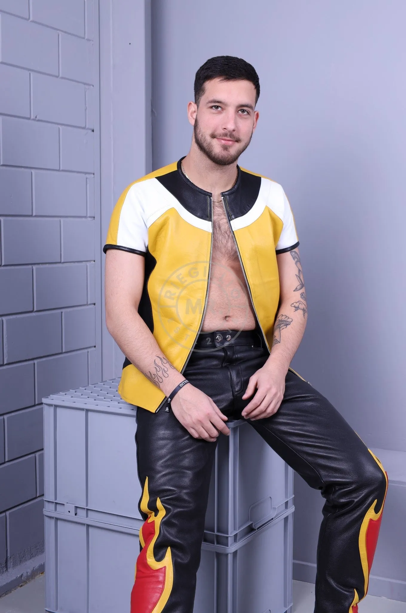 Leather Biker Shirt - Yellow  *DISCONTINUED ITEM*