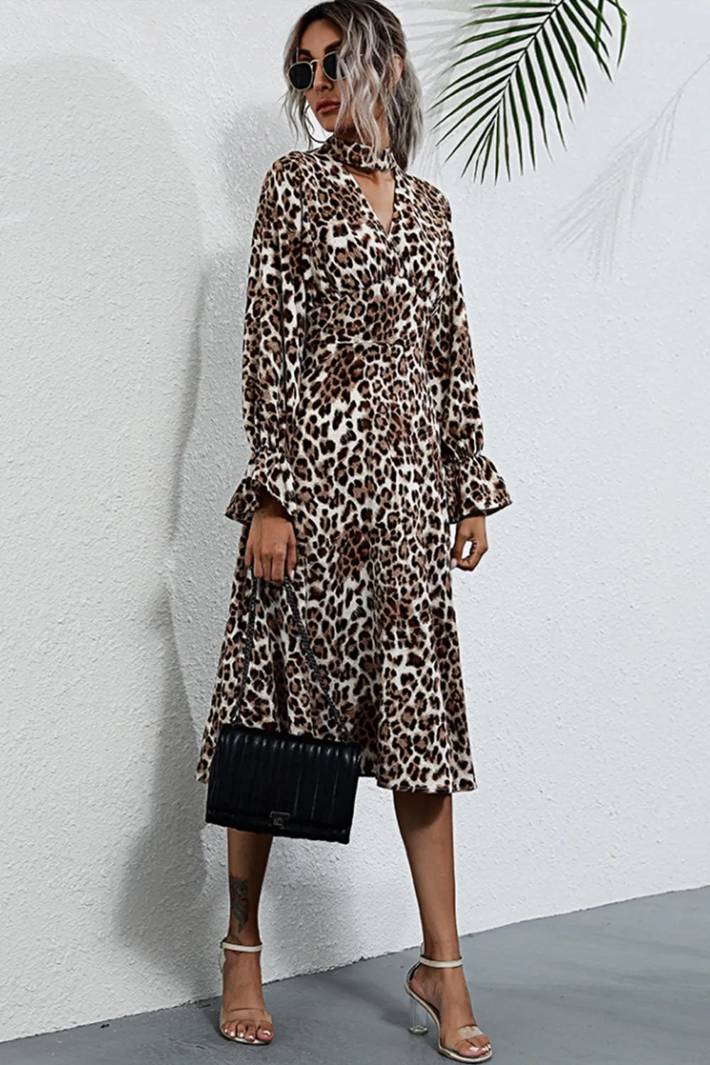 Leopard Print Mid-length Slim Dress