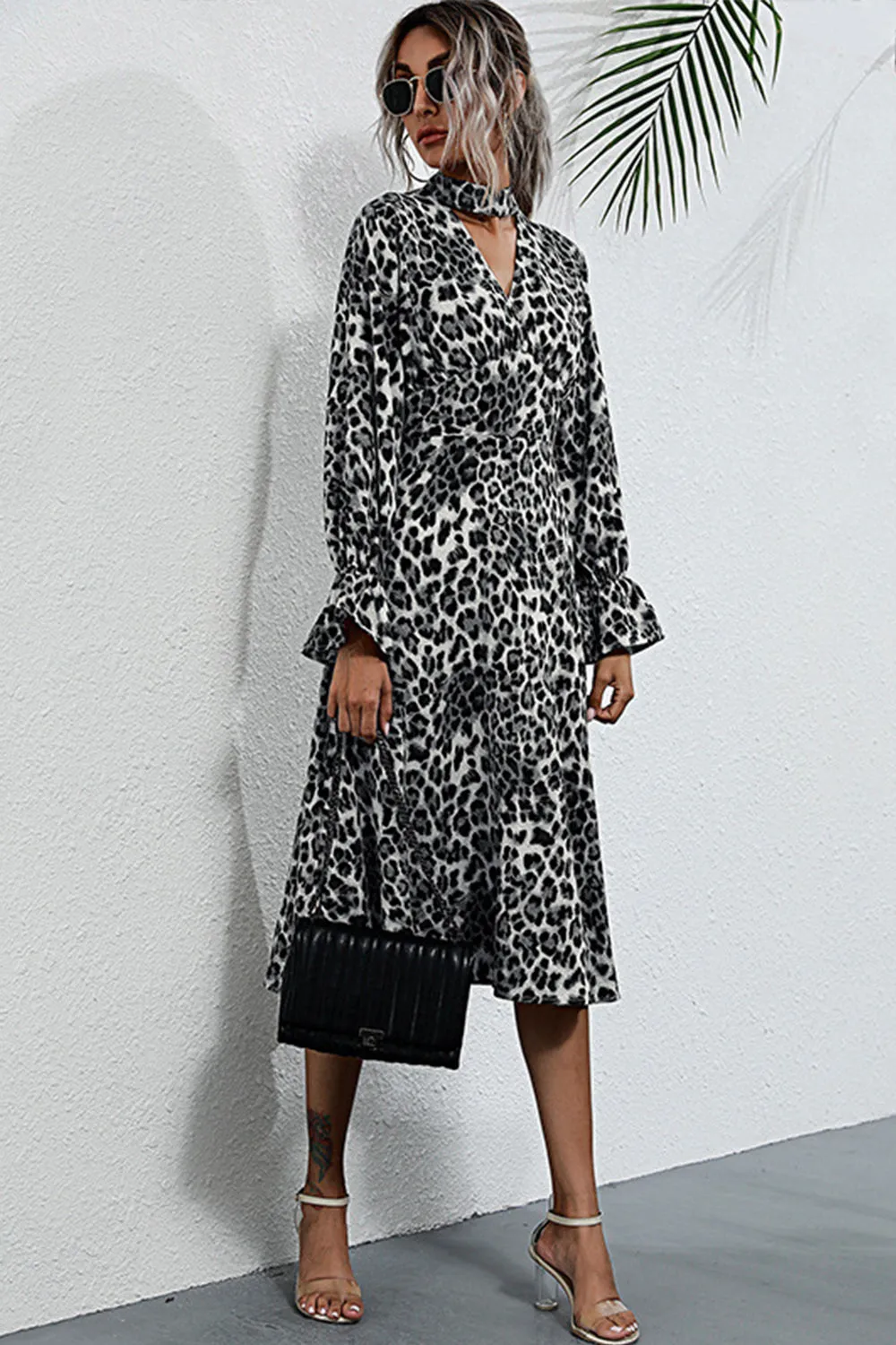 Leopard Print Mid-length Slim Dress