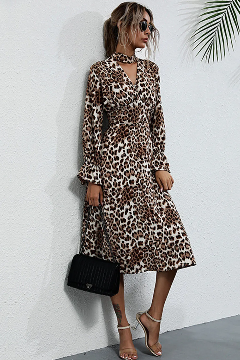 Leopard Print Mid-length Slim Dress