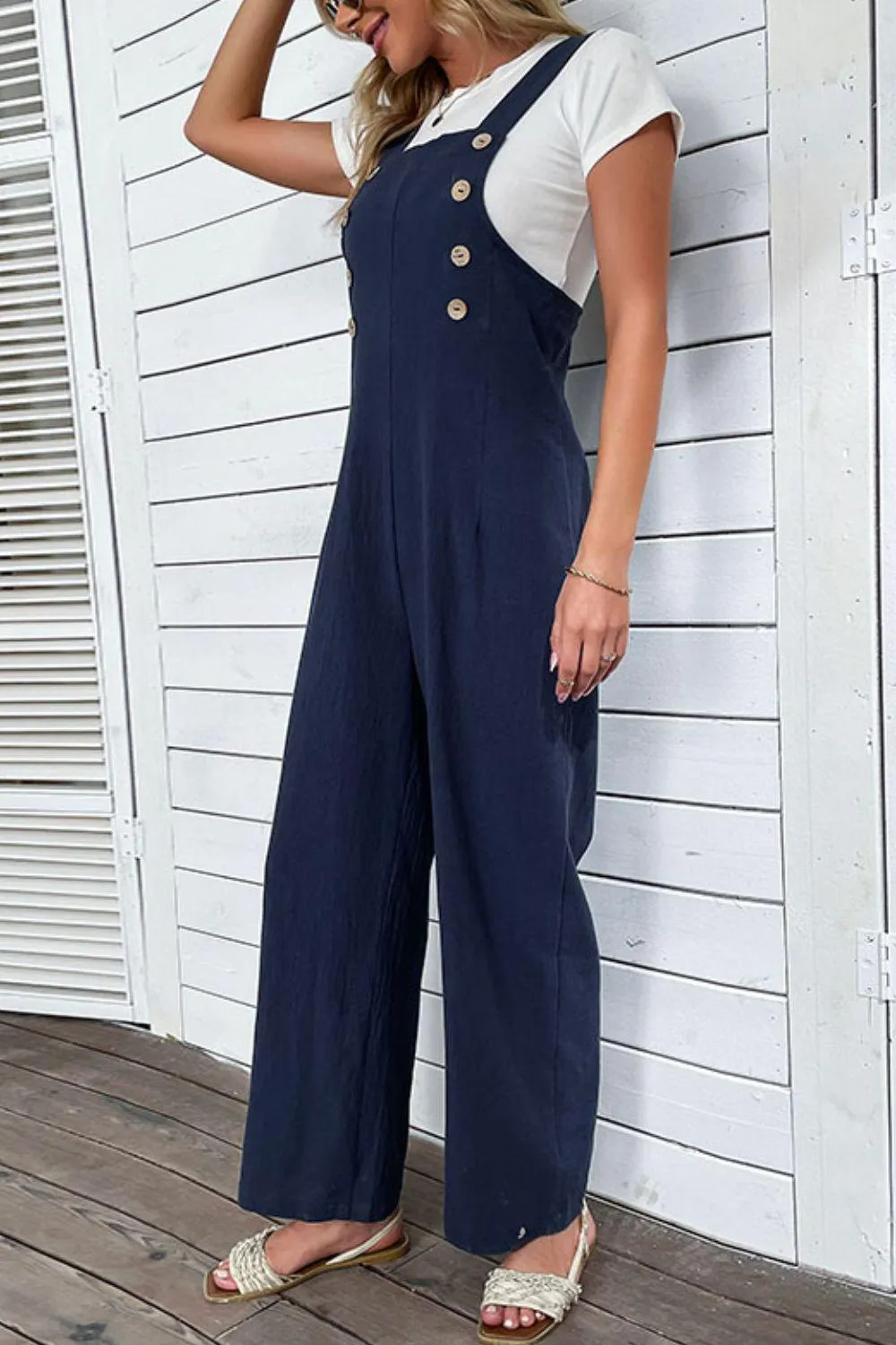 Light Up Your Life Buttoned Straight Leg Overalls