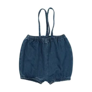 Lil Legs Blue Denim Suspender Bubble Shorts