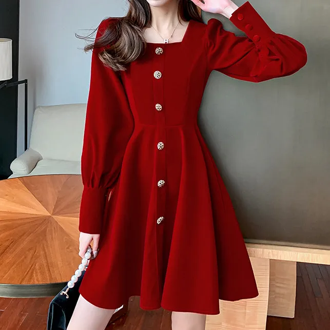 Long Sleeve Square Neck Velvet Irregular Homecoming Dress