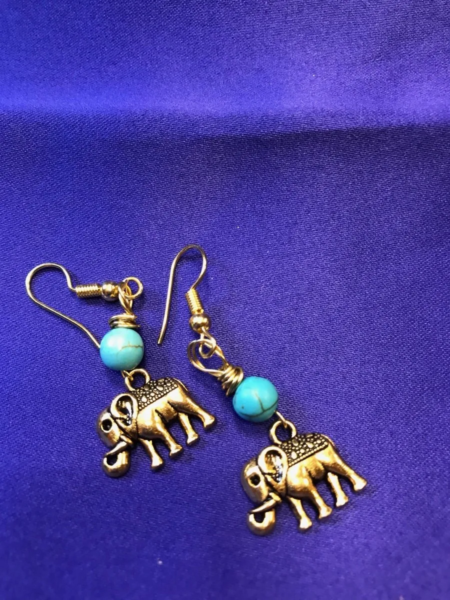 Lucky Elephant Earrings with Turquoise