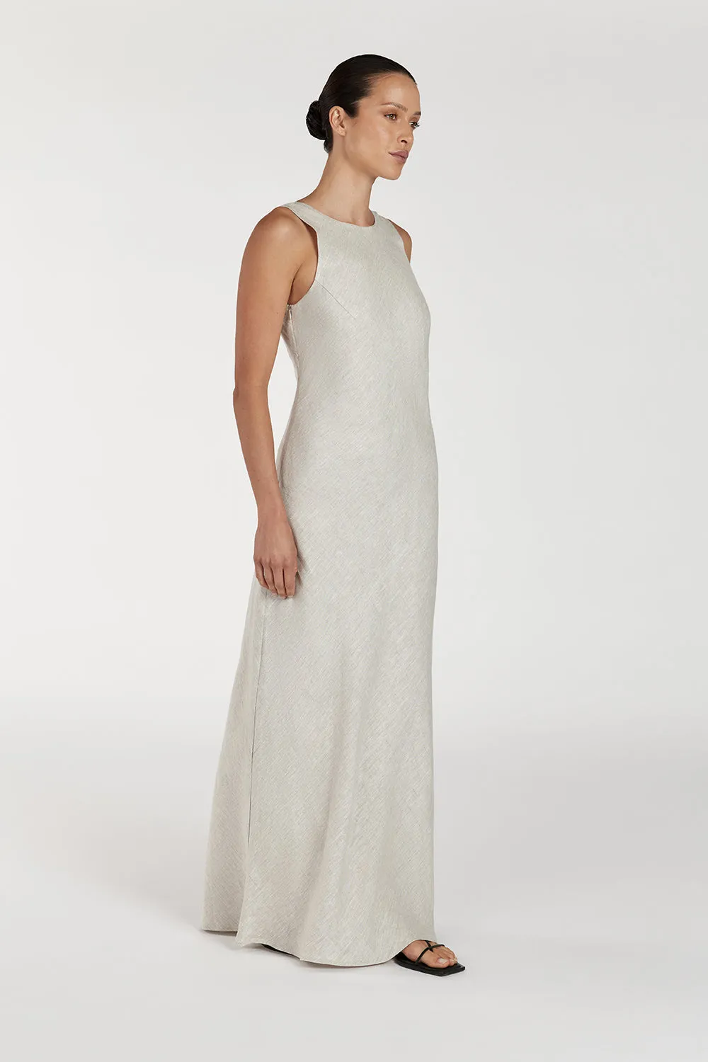 LYRA NATURAL LINEN MIDI DRESS