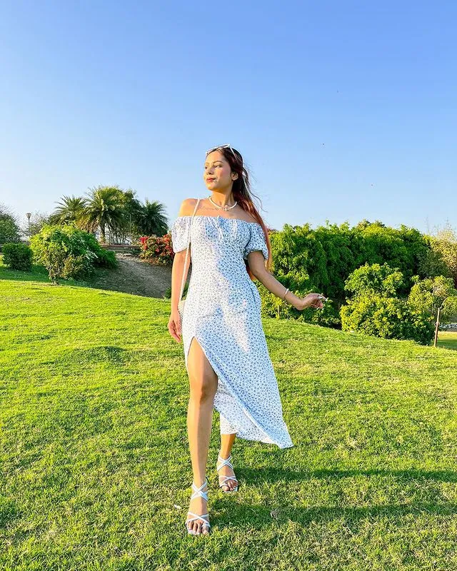 Madison white & blue dress