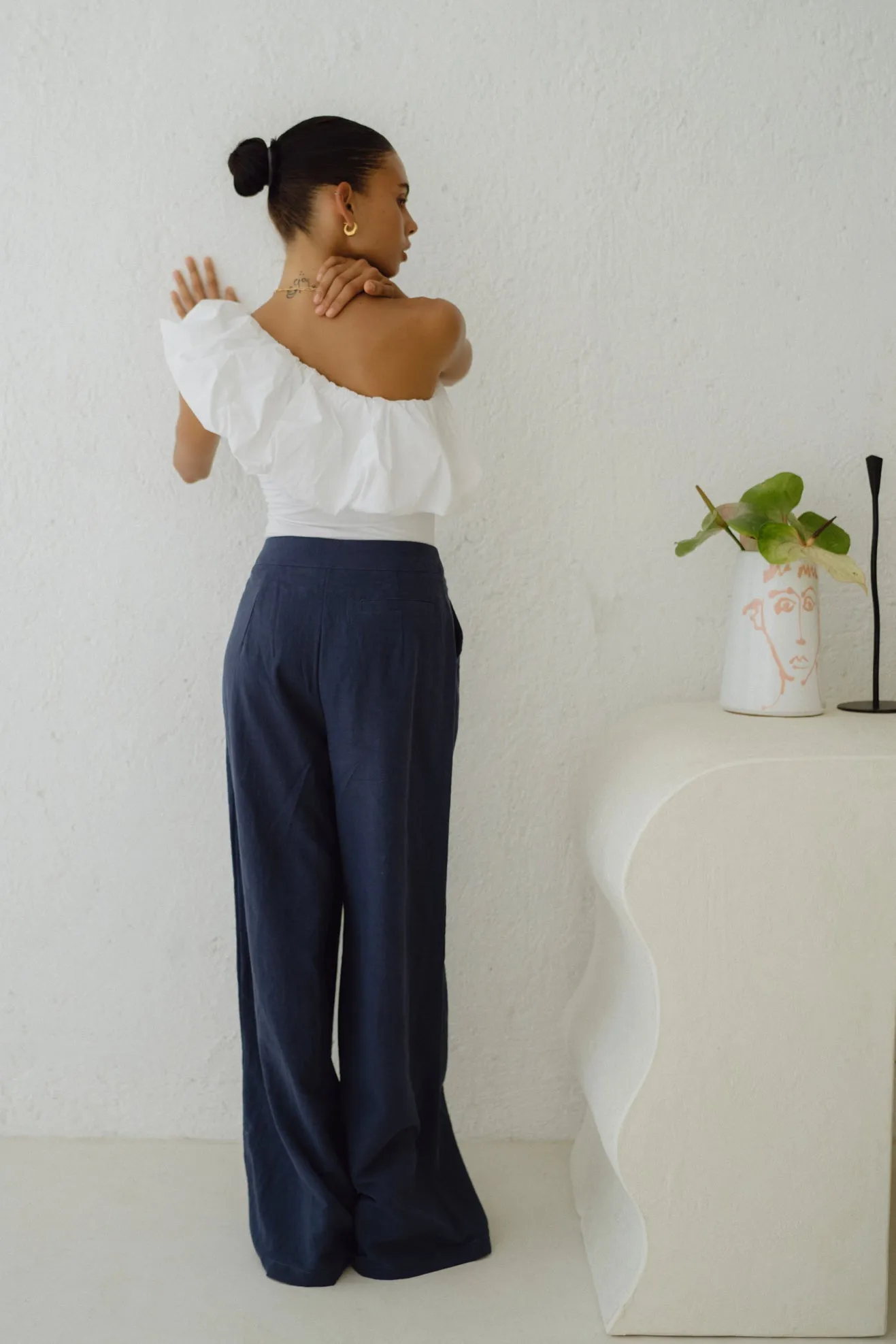 Maggie Navy Blue Wide Leg Pants