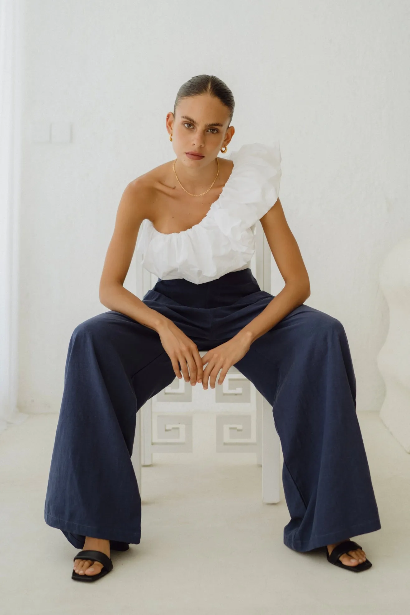 Maggie Navy Blue Wide Leg Pants