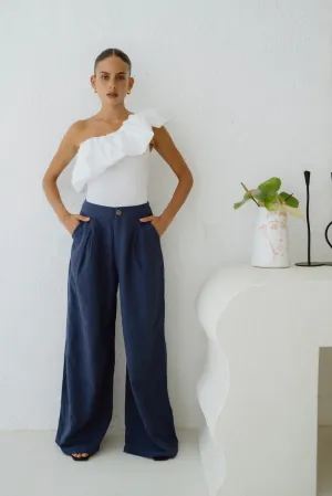 Maggie Navy Blue Wide Leg Pants