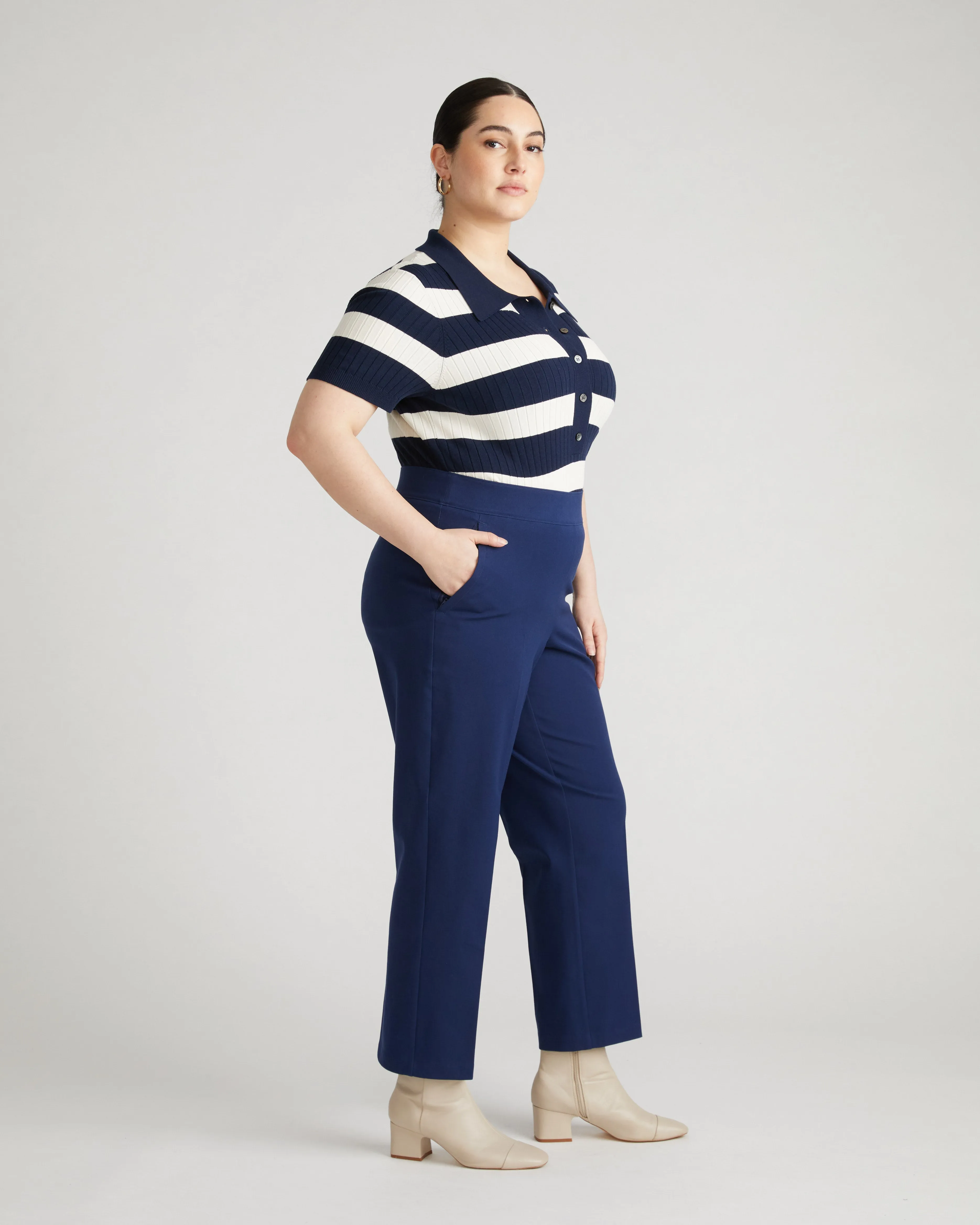 Magic Cotton Straight Leg Pants - Brilliant Navy