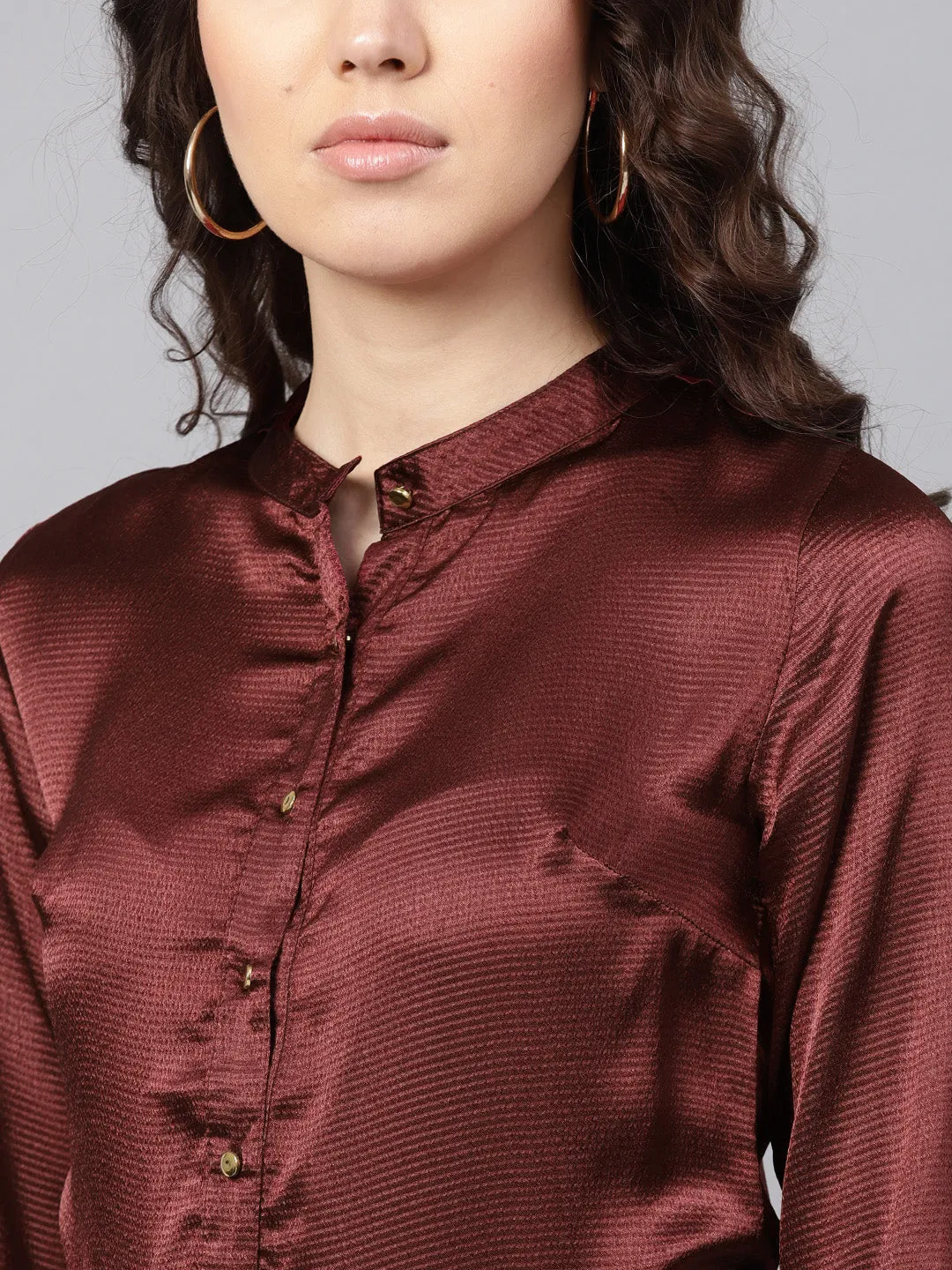 Maroon Satin Shirt