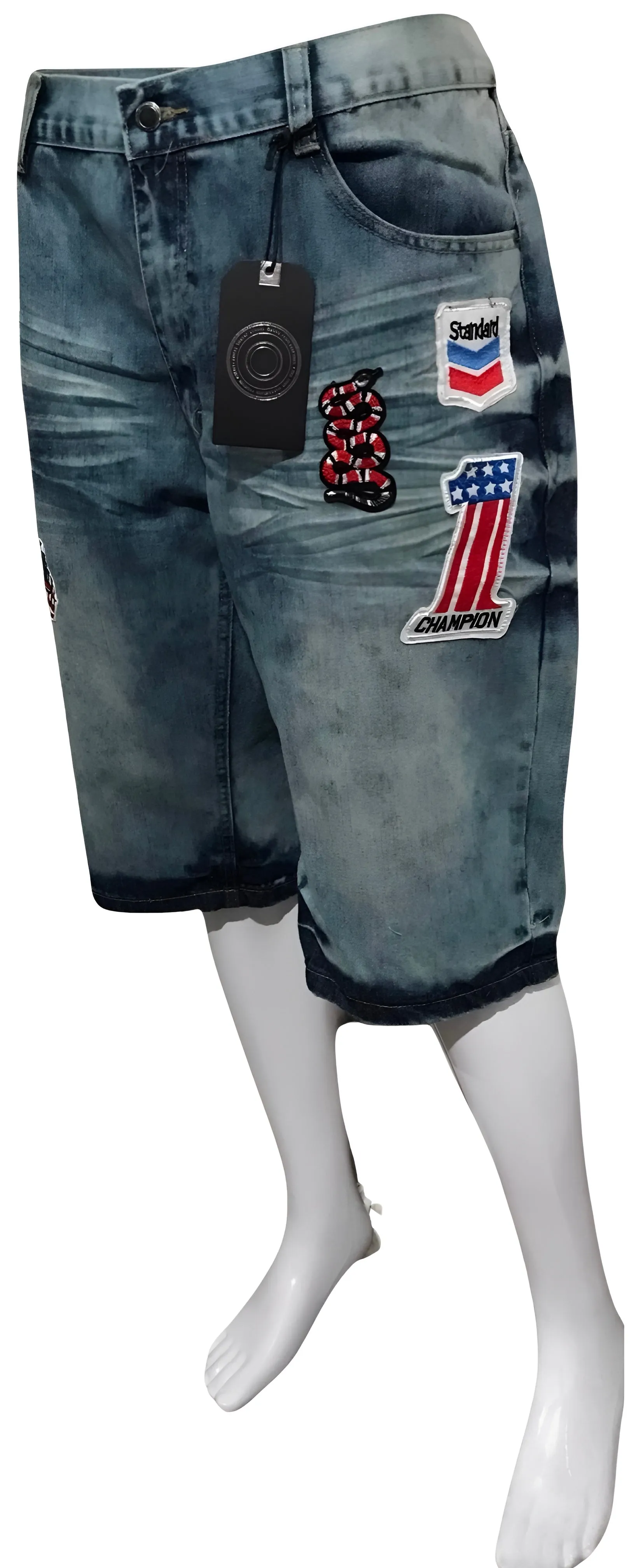 ^MAXI MILIAN^ (BLUE) ~USA~ DENIM SHORTS (SLIM FIT) (EMBROIDERED)