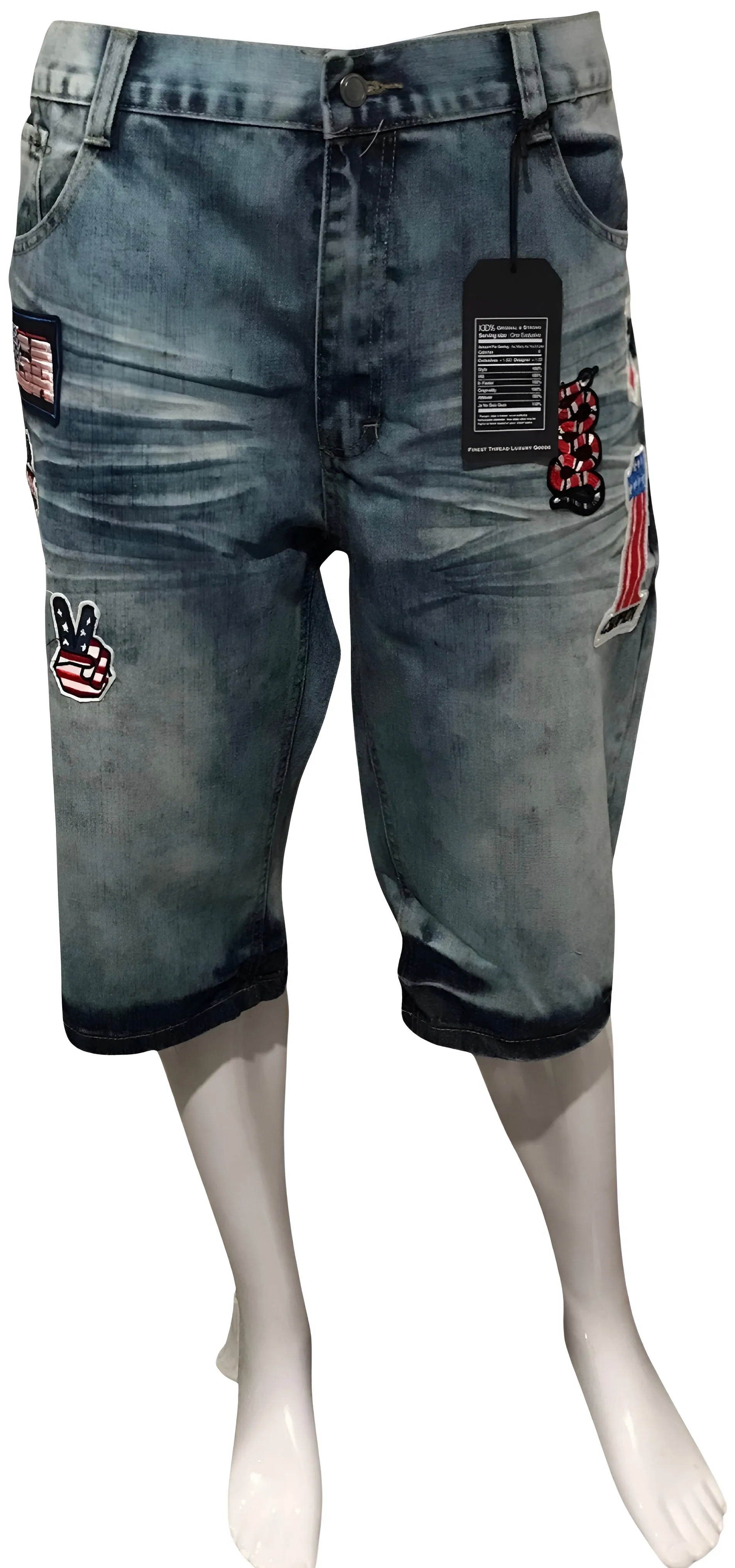 ^MAXI MILIAN^ (BLUE) ~USA~ DENIM SHORTS (SLIM FIT) (EMBROIDERED)