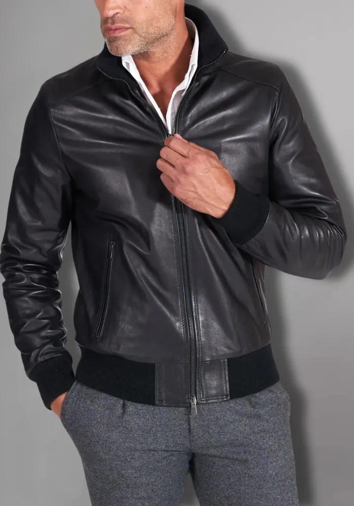 Mens Biker Leather Jacket Vintage Genuine Leather