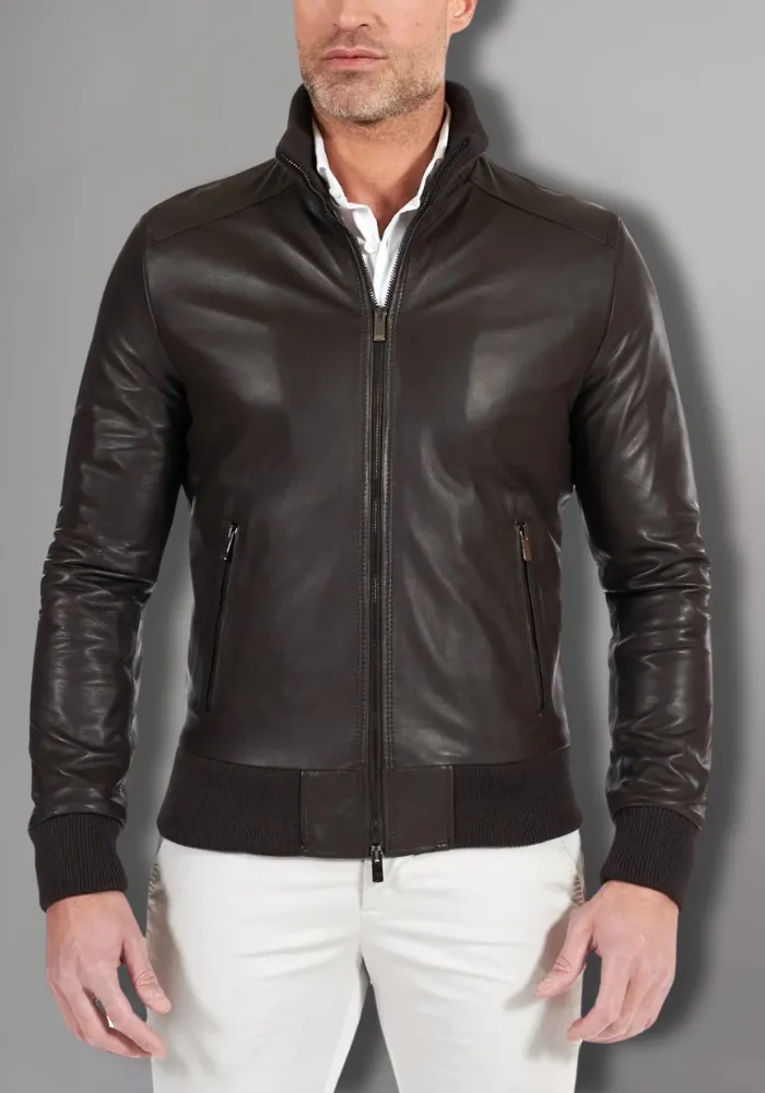 Mens Biker Leather Jacket Vintage Genuine Leather