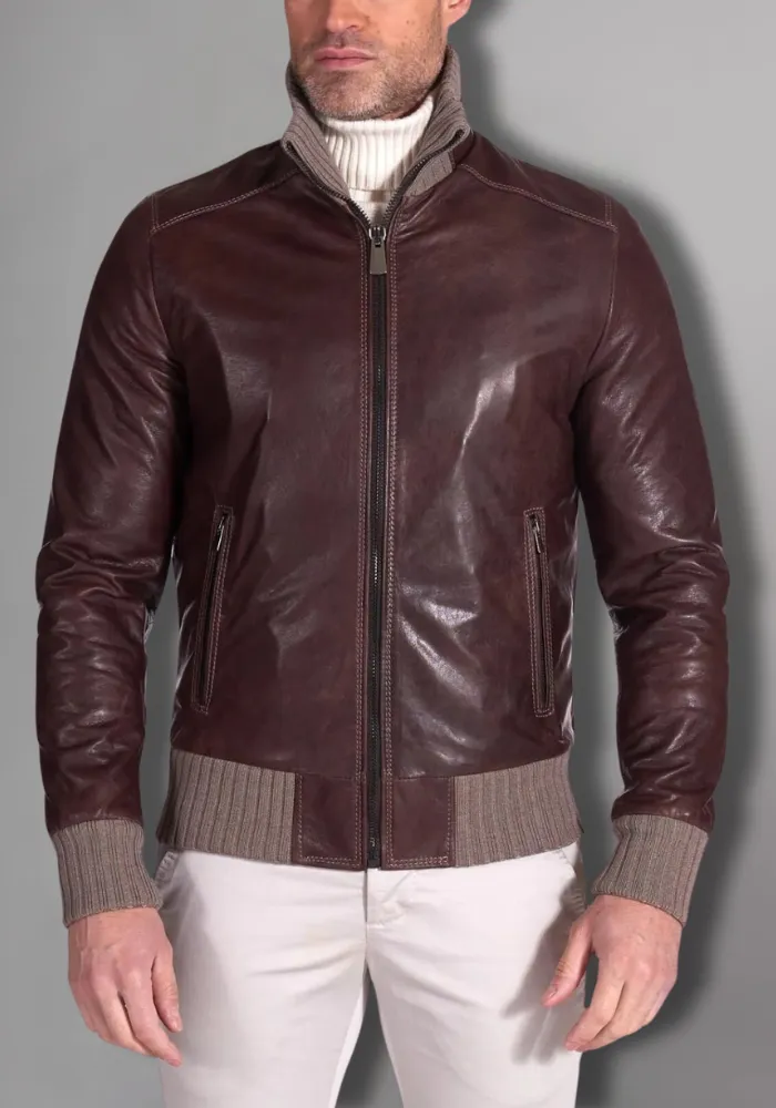 Mens Biker Leather Jacket Vintage Genuine Leather