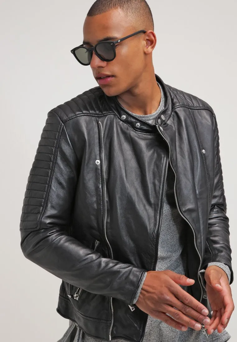 Men’s Black Quilted Leather Biker Jacket