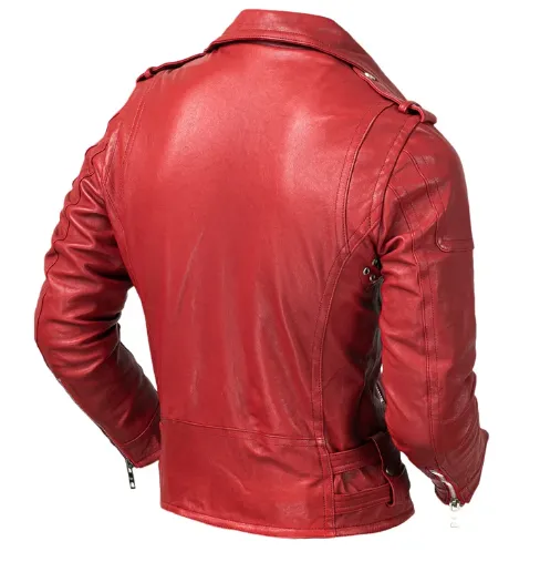 Men's Genuine Sheepskin Leather Motorcycle Biker Jacket