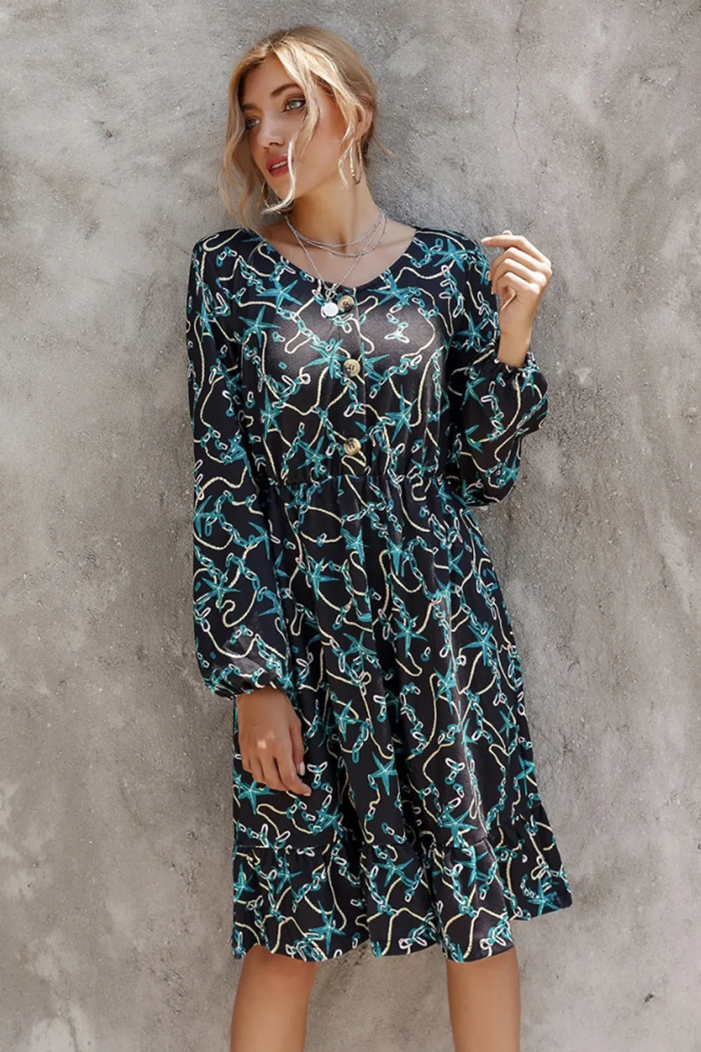 Mid-length Long-sleeved Slim Dress