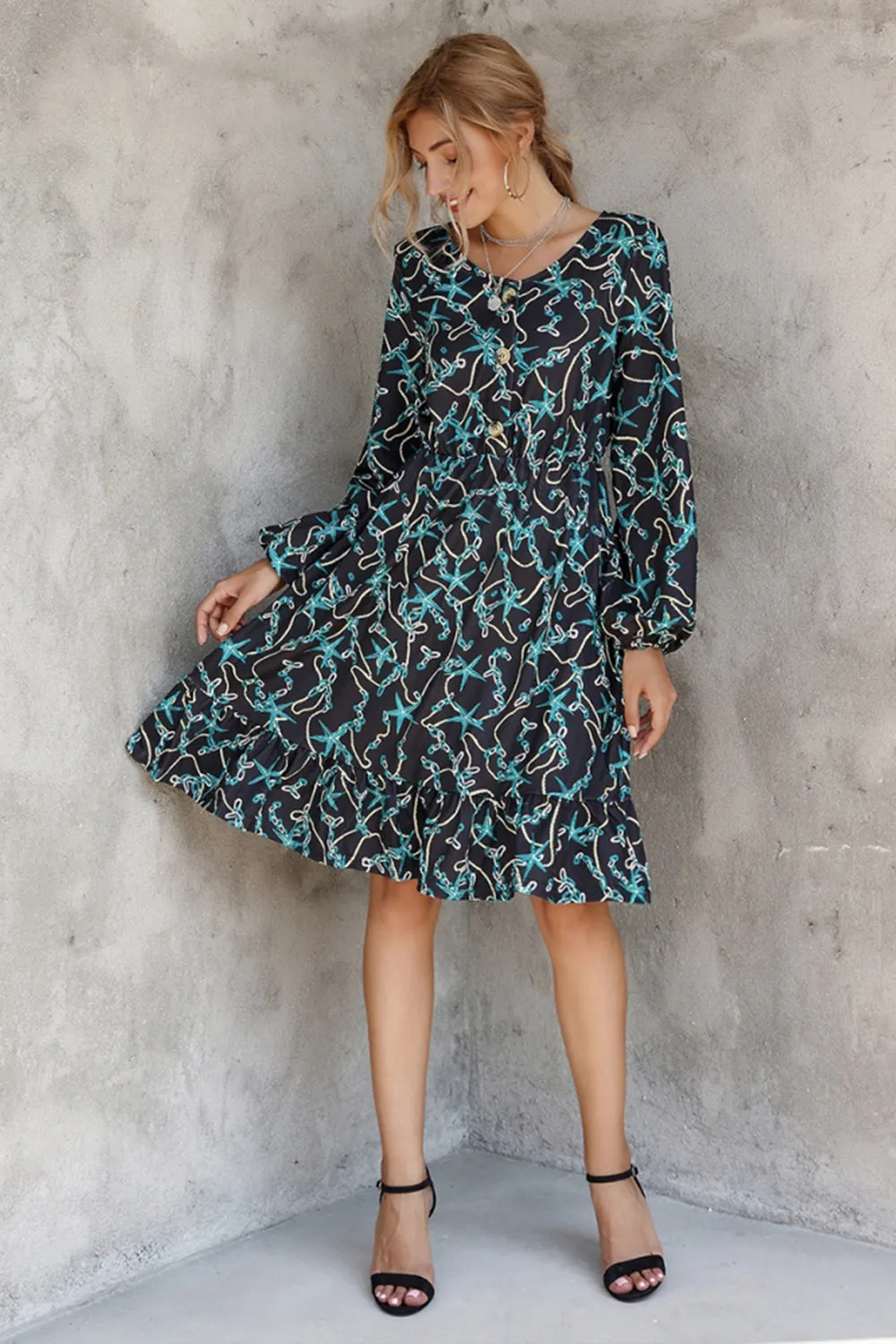 Mid-length Long-sleeved Slim Dress