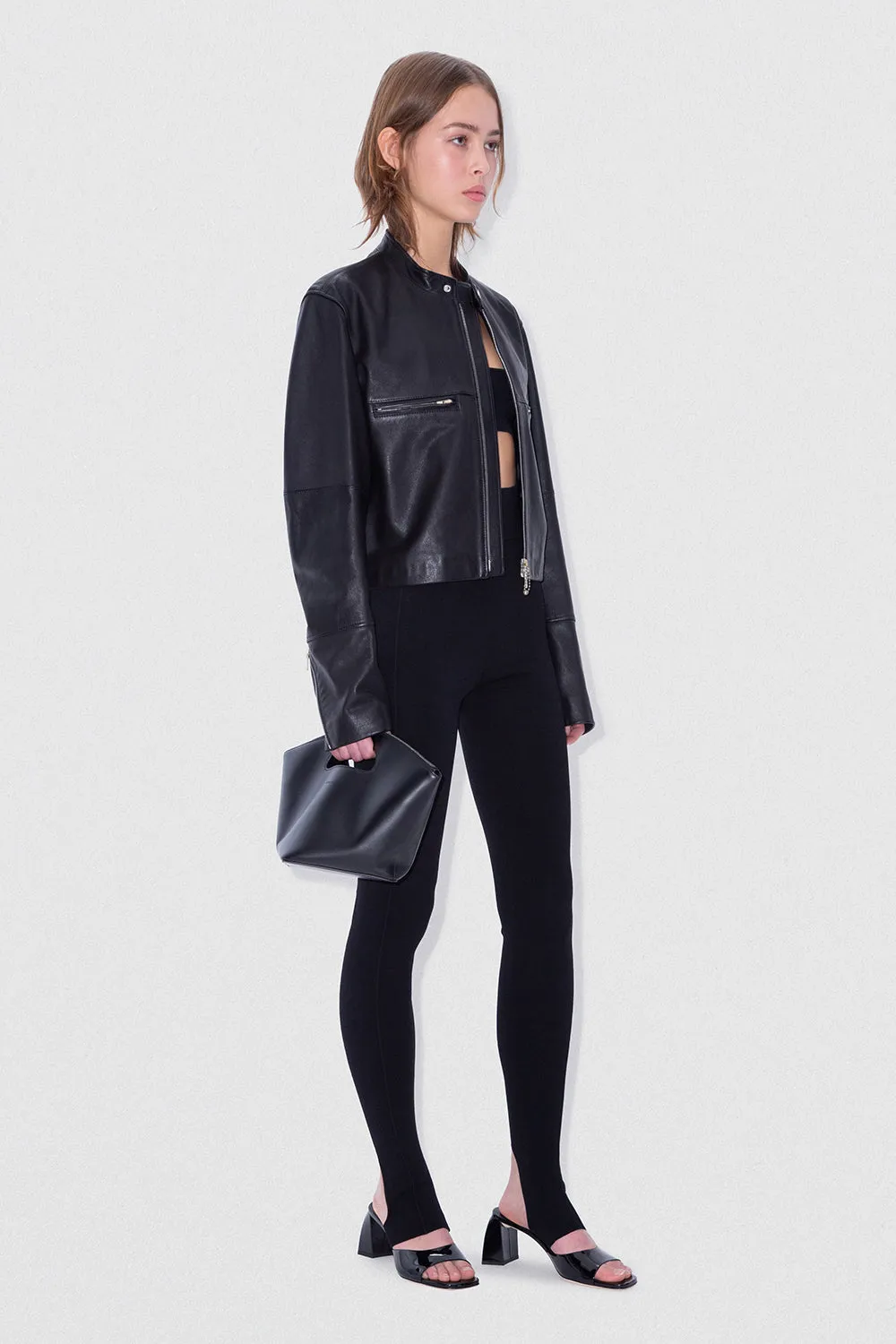 Milena Biker Jacket Black Calf Nappa Leather