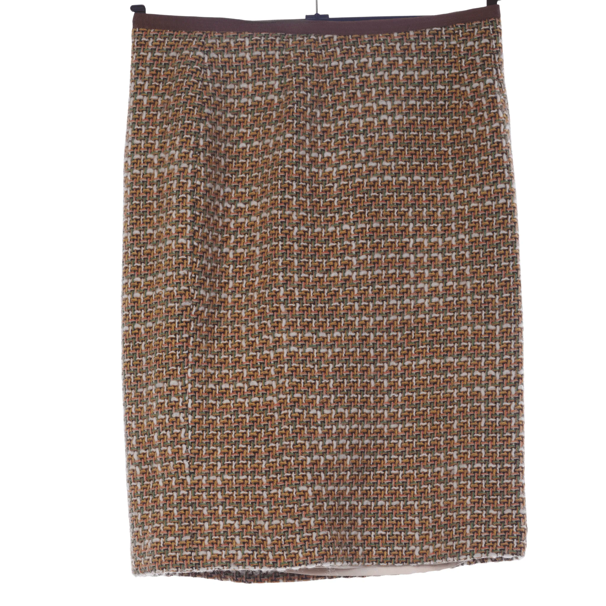 Moloh Brown Cream and Green Weave Wool Skirt UK 10