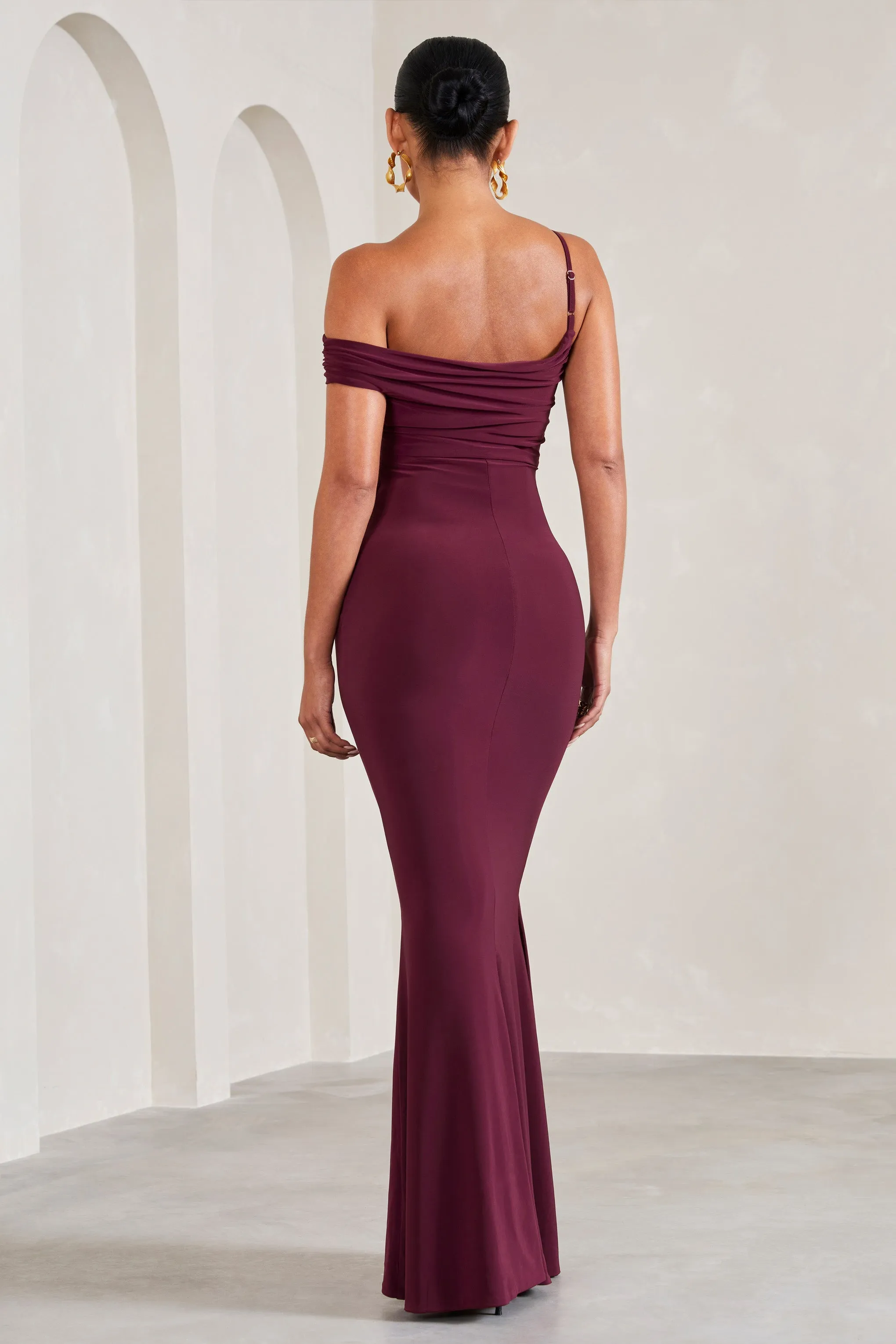 My Wish | Burgundy Strappy Asymmetric Maternity Maxi Dress