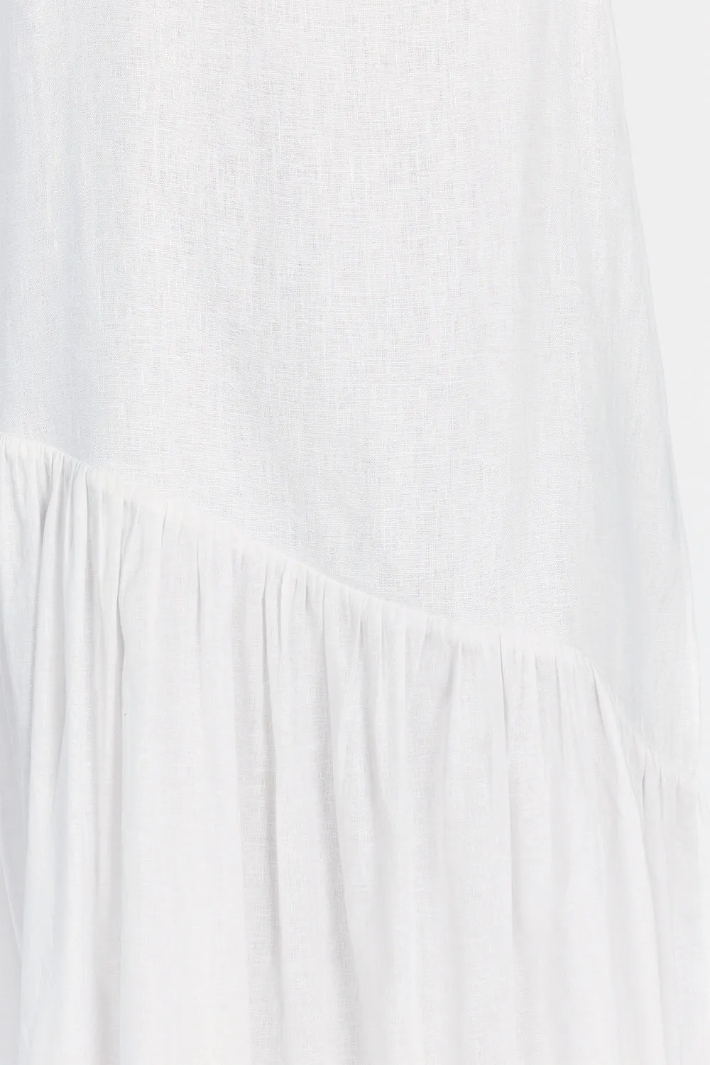 NOAH WHITE LINEN ASYM MIDI DRESS