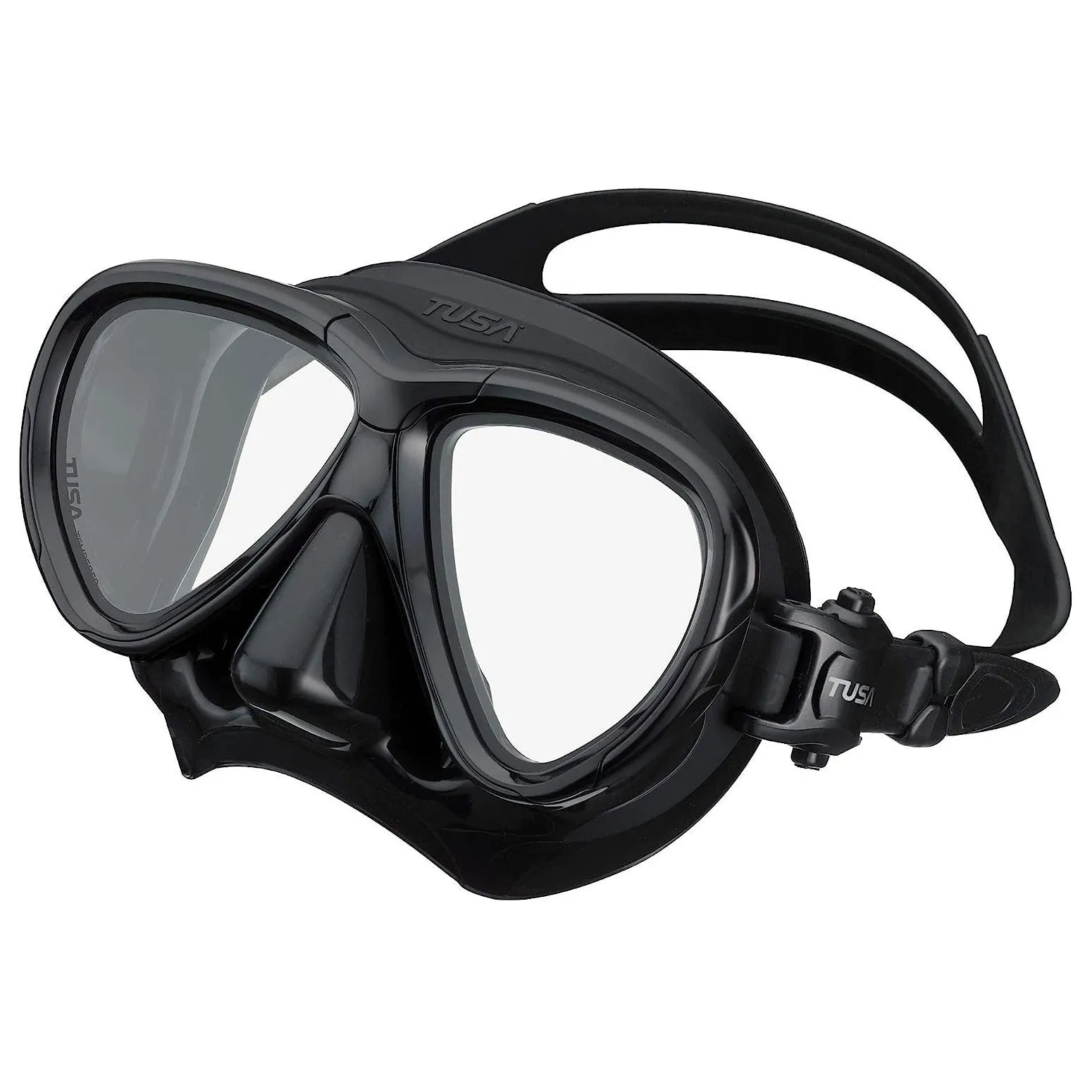 Open Box Tusa Intega Scuba Diving Mask - Black/Black Silicone