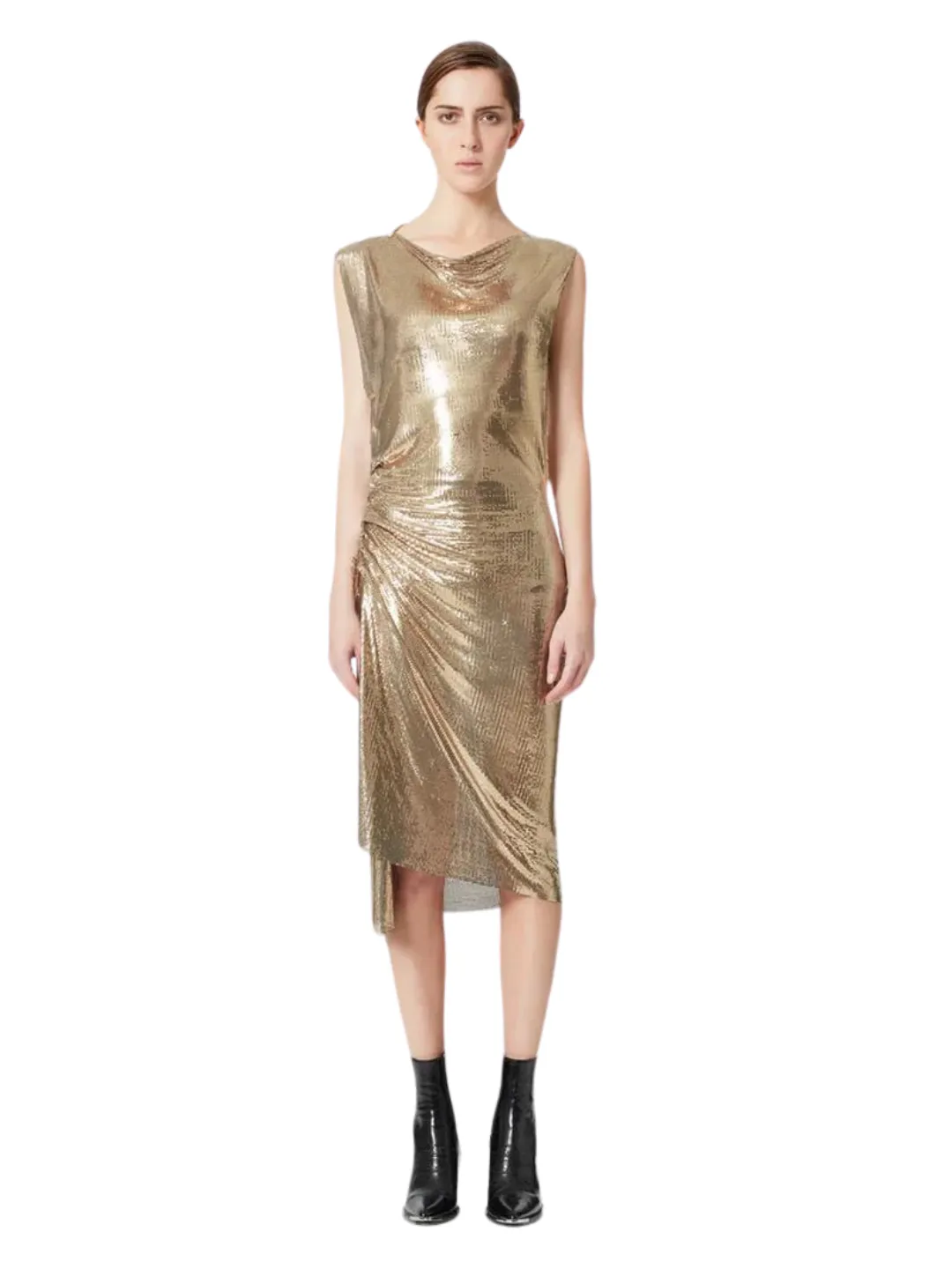 Paco Rabanne mid length dress gold