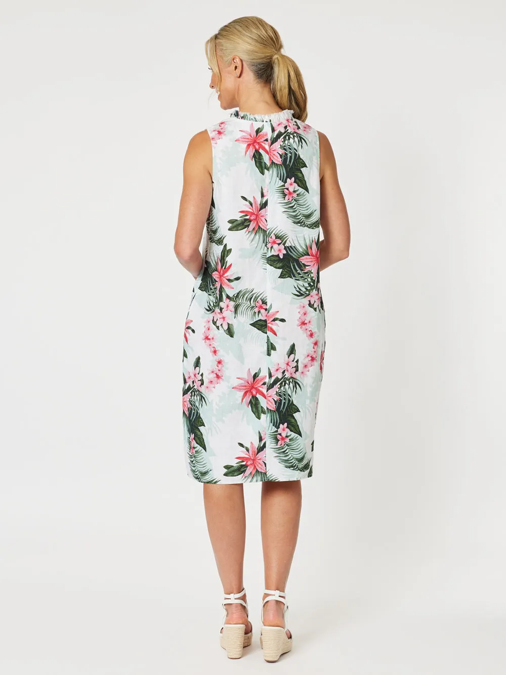 Paradise Floral Print Dress - Khaki