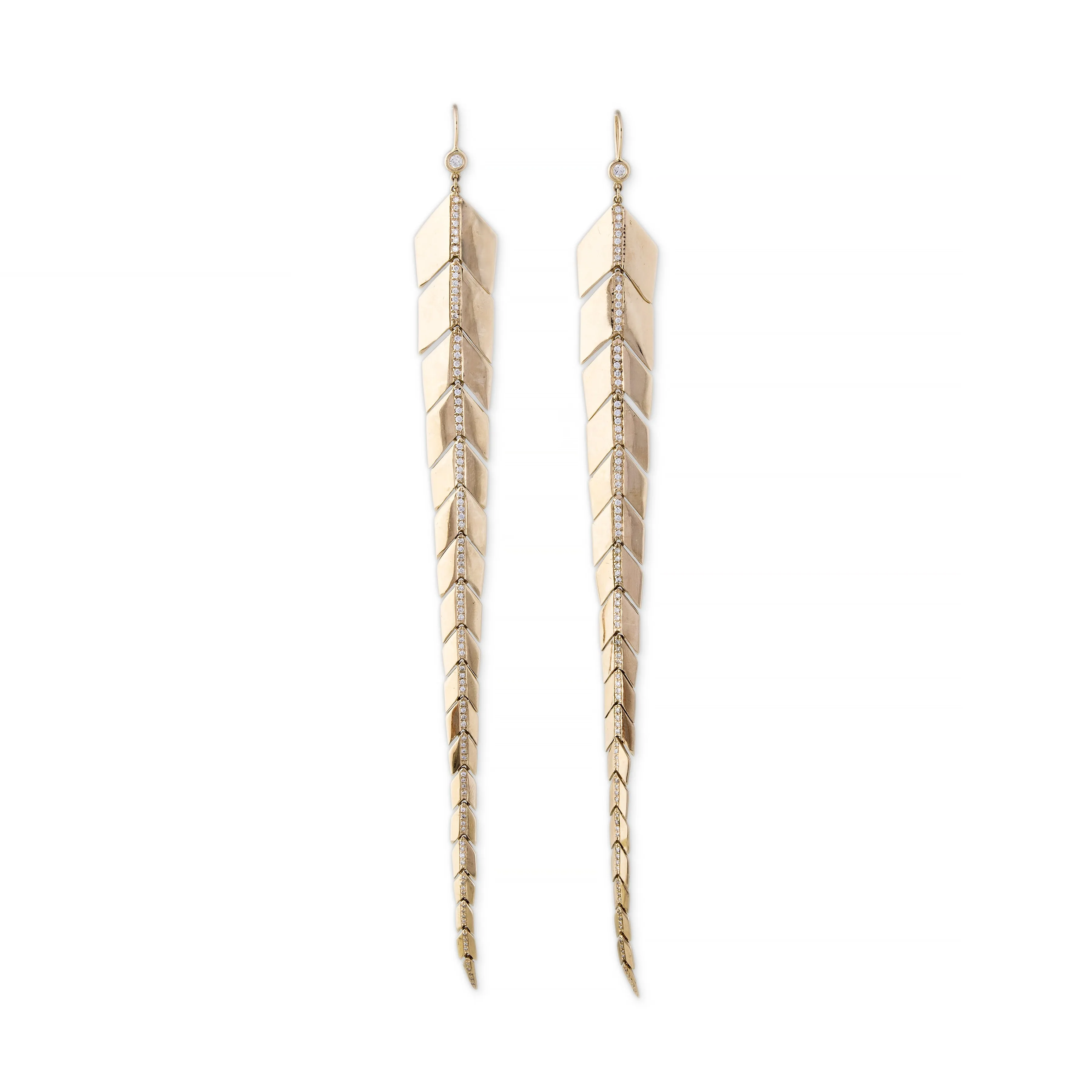 PAVE CENTER LONG FISHTAIL EARRINGS