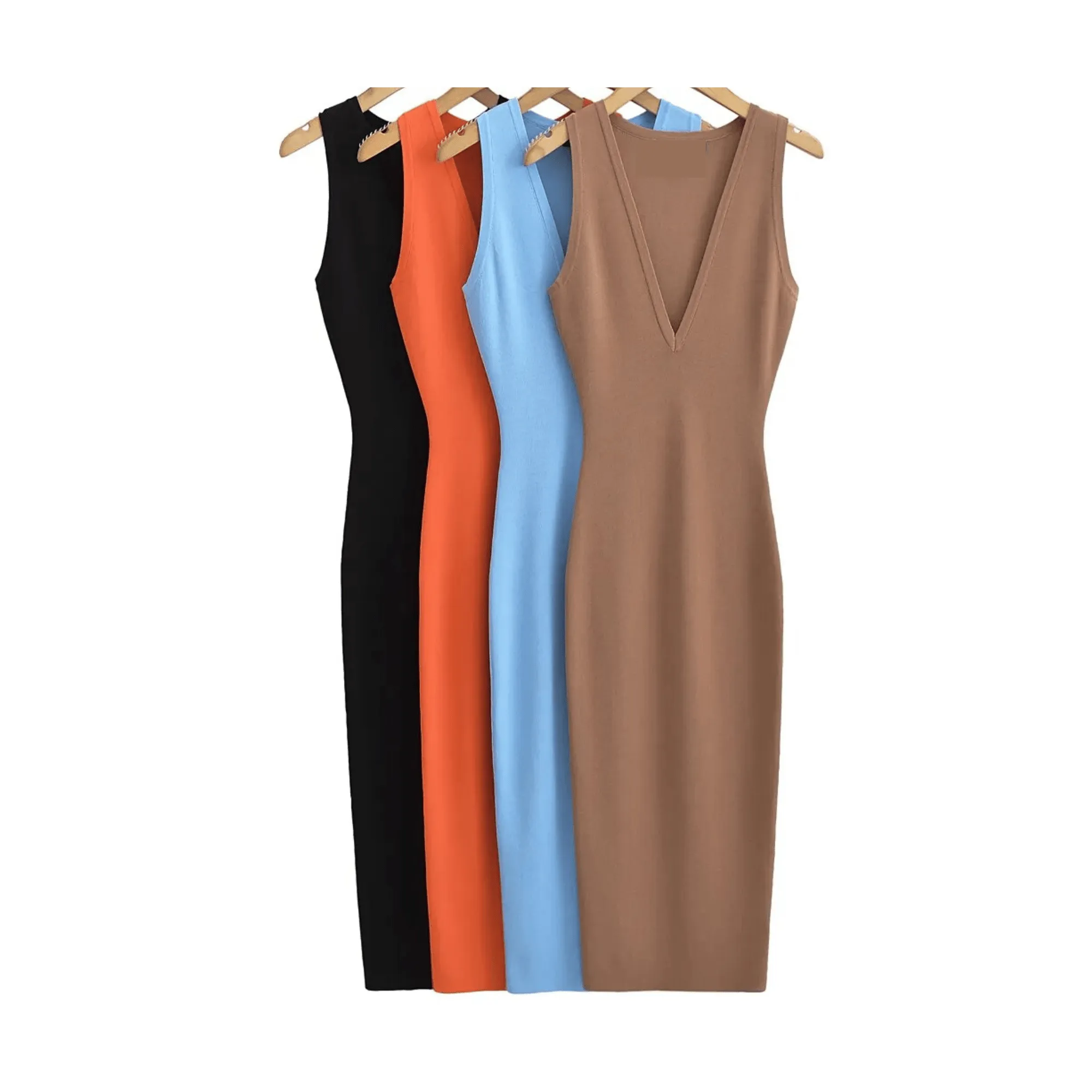 Pre Order:  Sleeveless Midi Bodycon Knit Dress