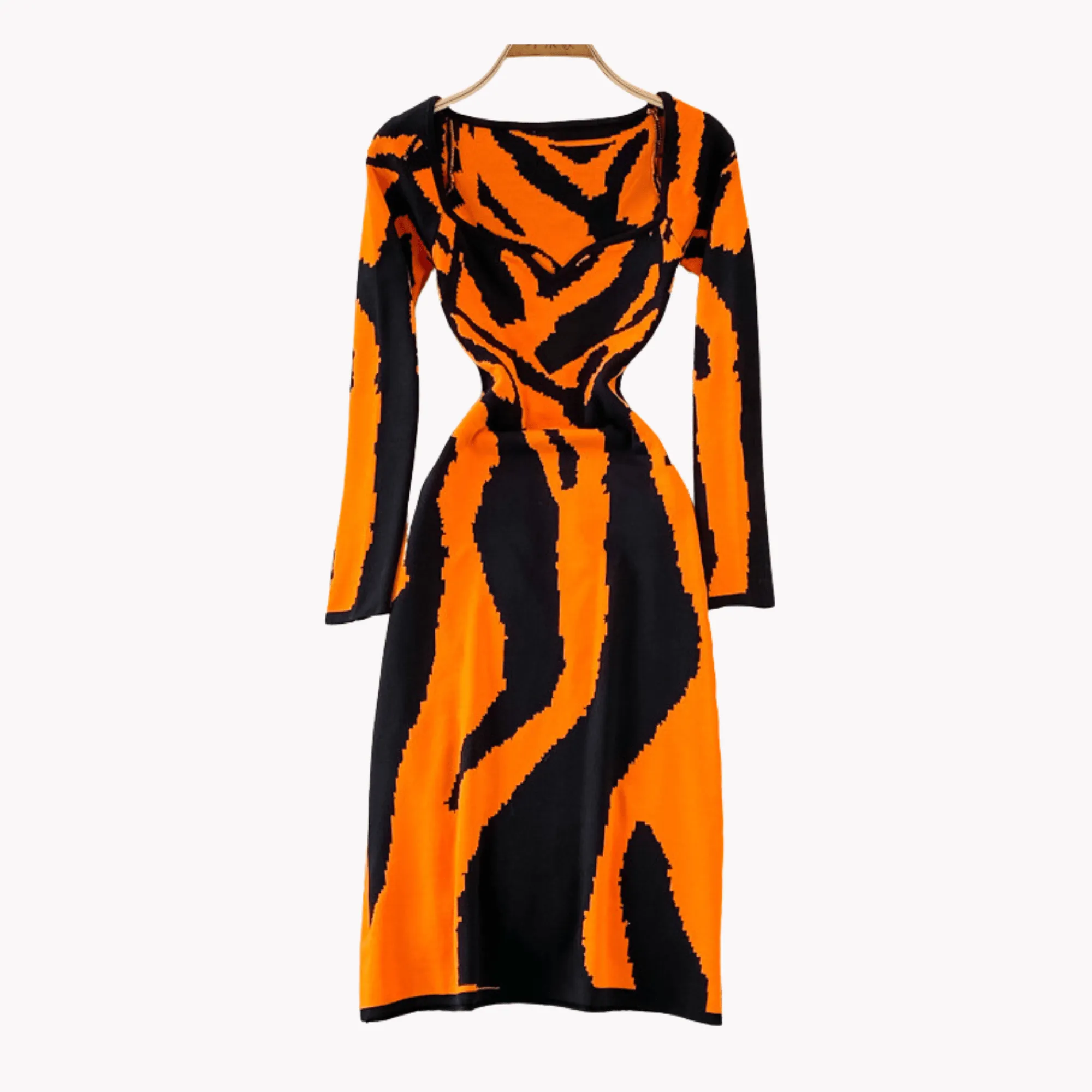 Pre Order:  Zebra Knitted Mid-Length Dress