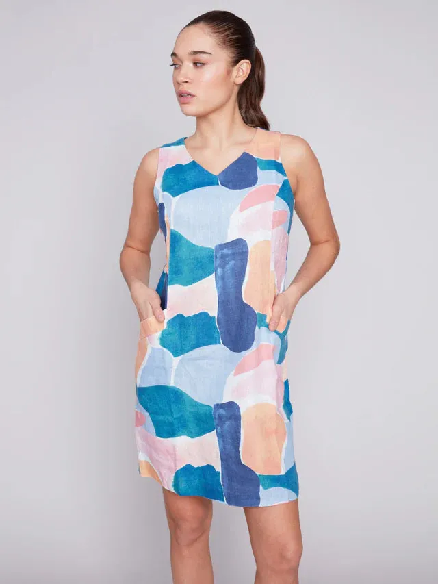 PRINTED LINEN DRESS