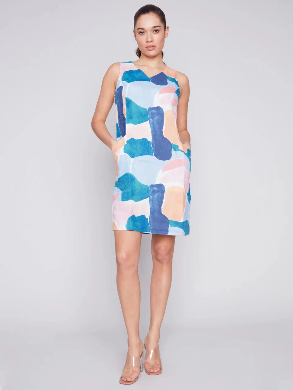 PRINTED LINEN DRESS