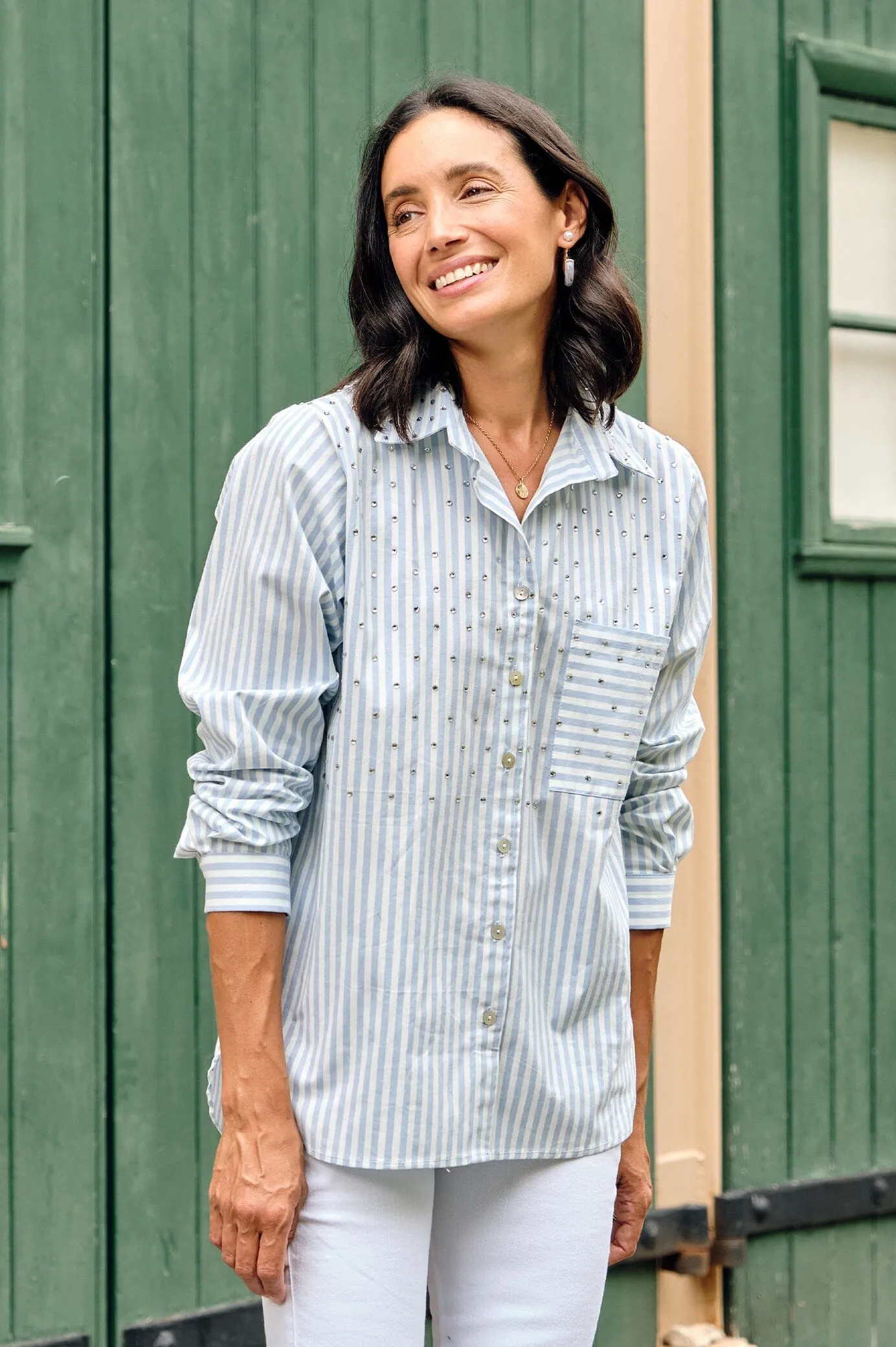 Renata Blue Striped Collared Shirt