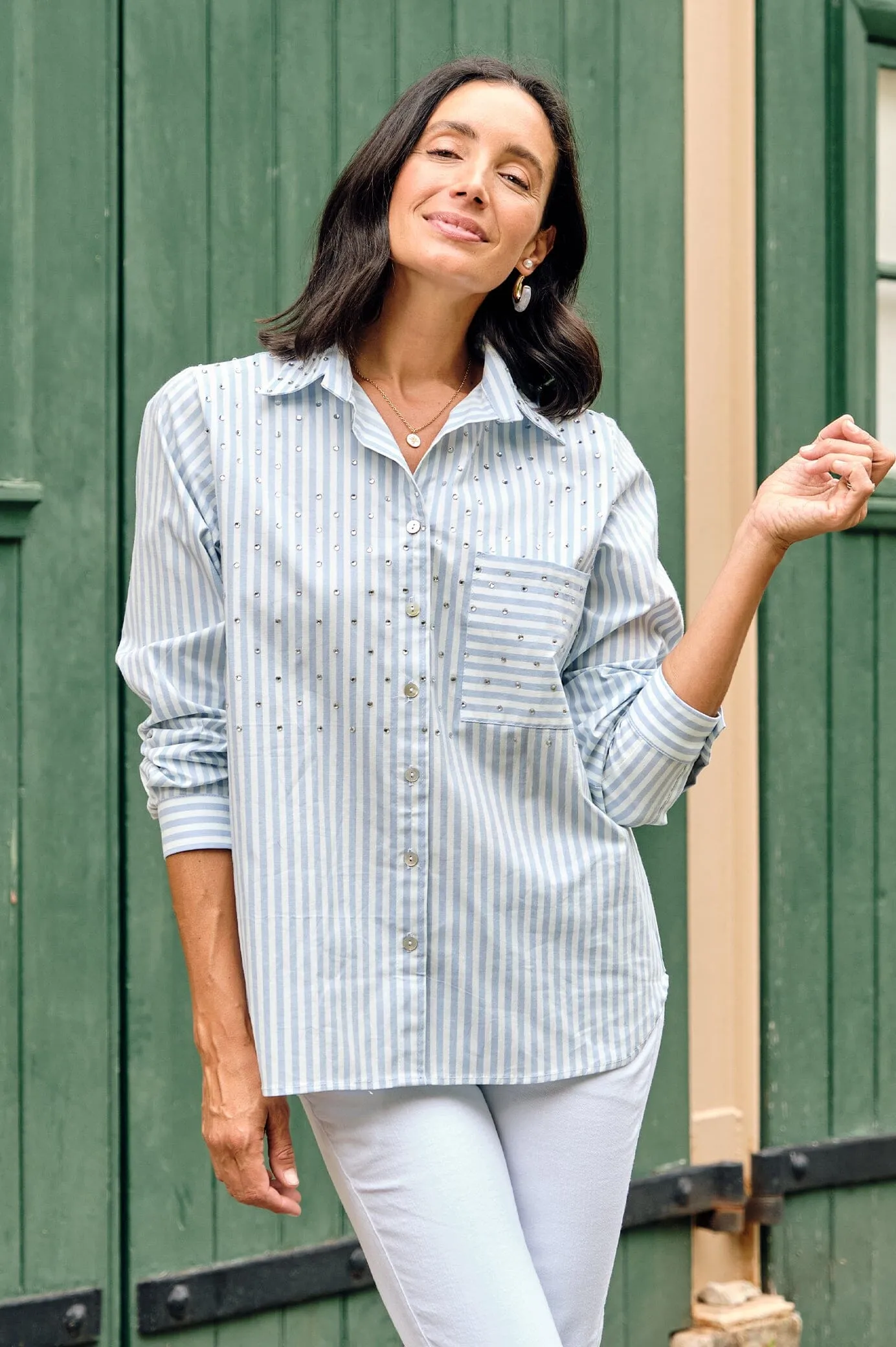 Renata Blue Striped Collared Shirt