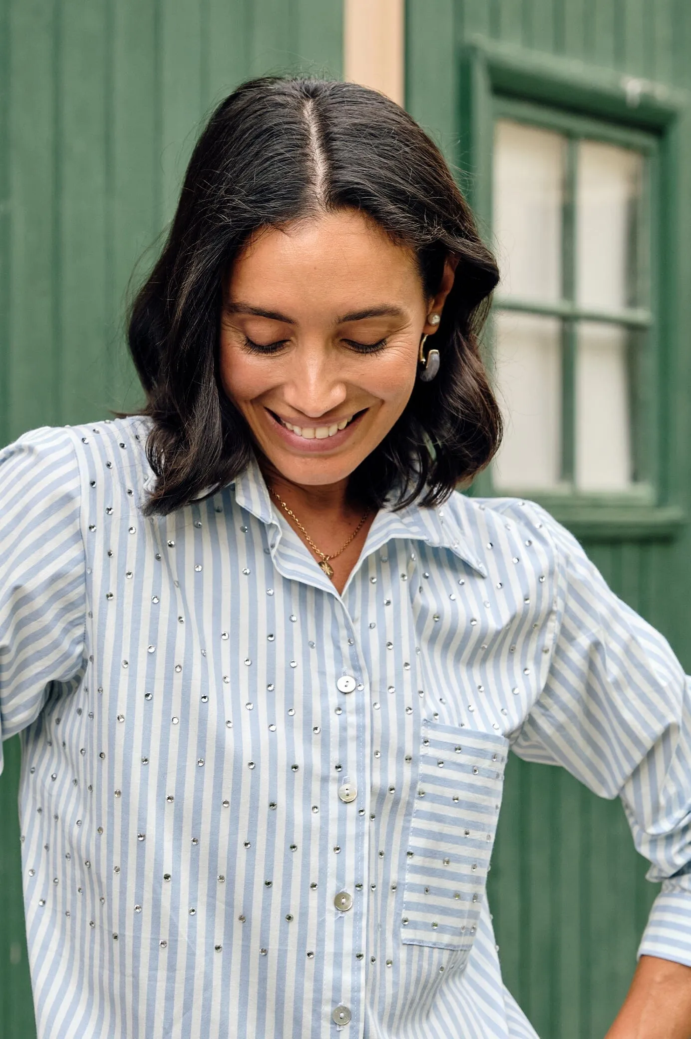 Renata Blue Striped Collared Shirt