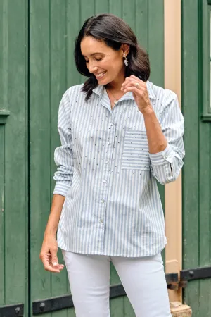 Renata Blue Striped Collared Shirt