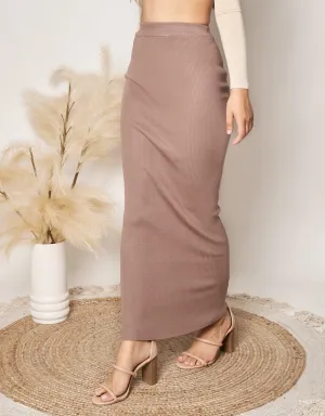 Ribbed Knit Skirt - Shades of Mocha